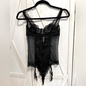 Victoria's Secret‎ Black Lace Underwire Body Suit Lingerie Size 34C